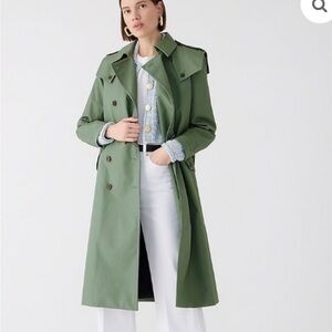 J. Crew Double Breasted Topiary Green Trench Coat
